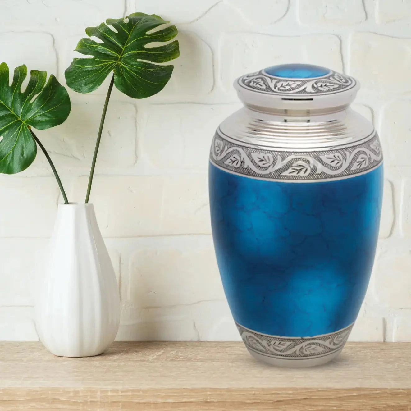 Brass Urn - Blue
