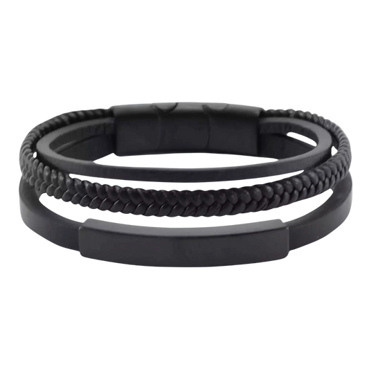 Onyx & Black Triple Band Bracelet
