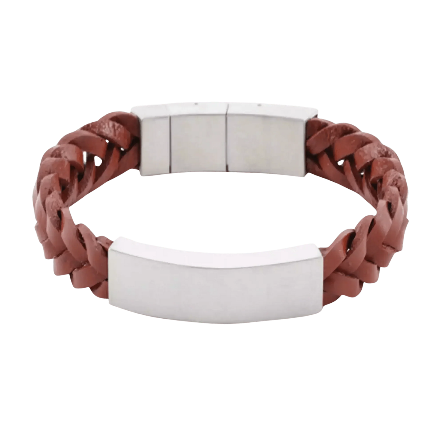 Pewter and Brown Braided Leather Bracelet