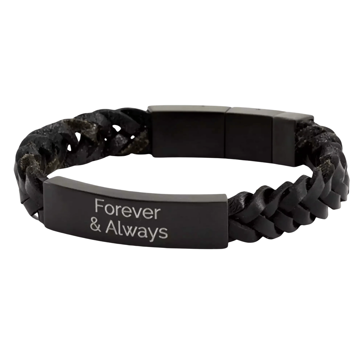 Onyx and Black Braided Leather Bracelet