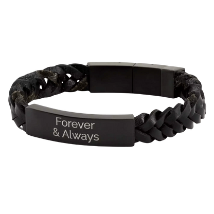 Onyx and Black Braided Leather Bracelet