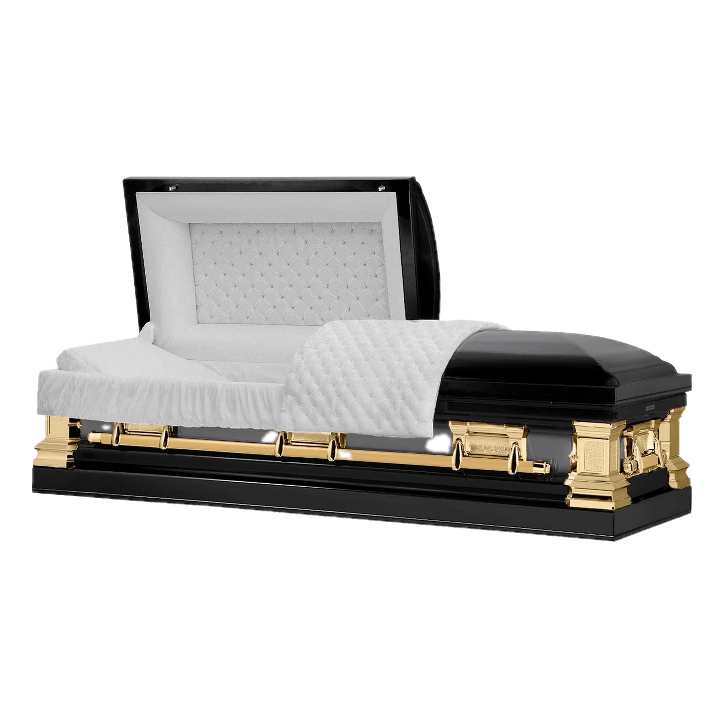 Era Stainless Series | Black and Gold Stainless Steel Casket with White Interior