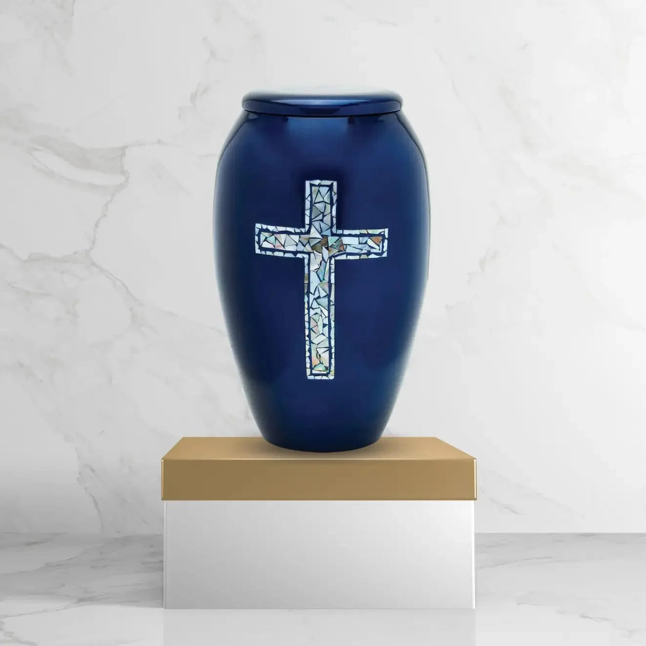 Designer Urn - Blue Cross