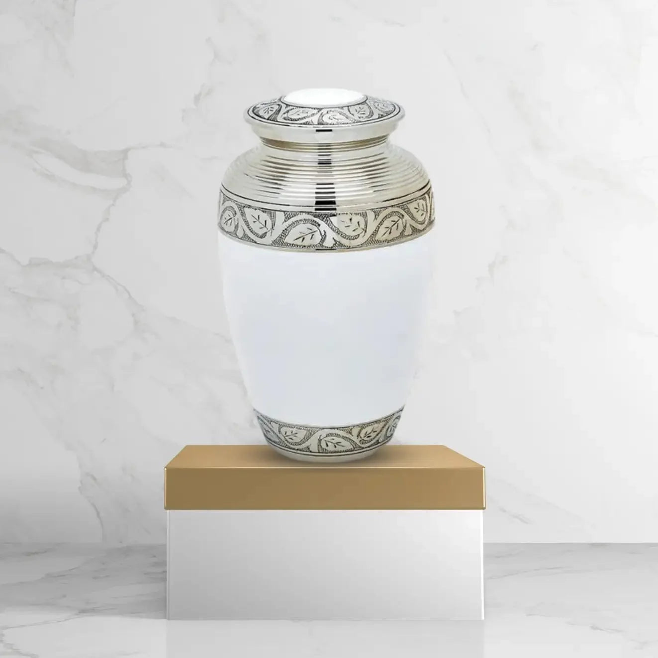 Brass Urn - White
