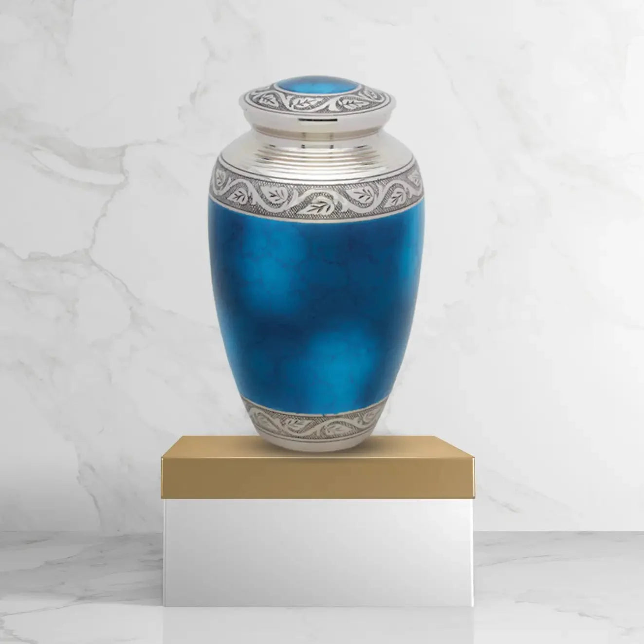 Brass Urn - Blue