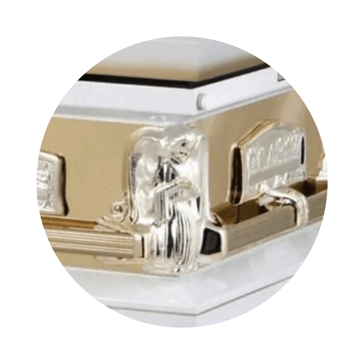 Angel Reflections White & Gold | White and Gold Steel Religious Casket – Titan Casket