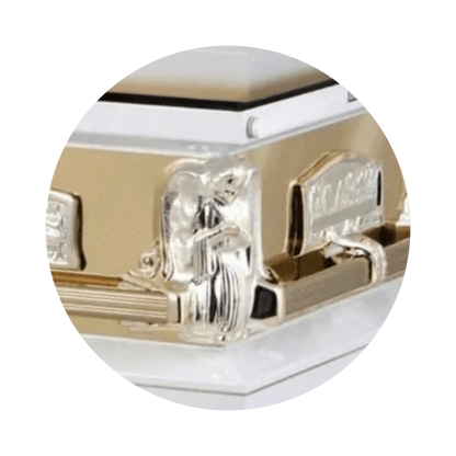 Angel Reflections White & Gold | White and Gold Steel Religious Casket – Titan Casket