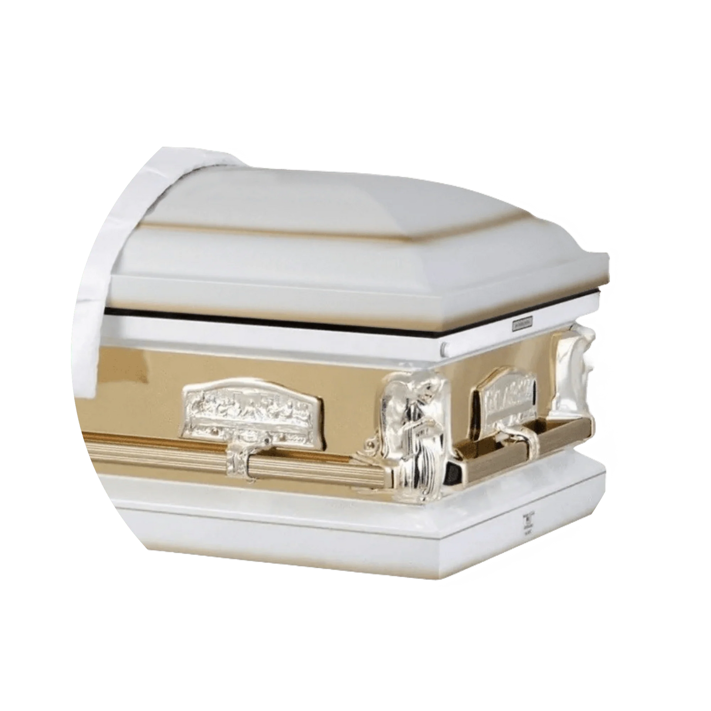 Angel Reflections White & Gold | White and Gold Steel Religious Casket – Titan Casket