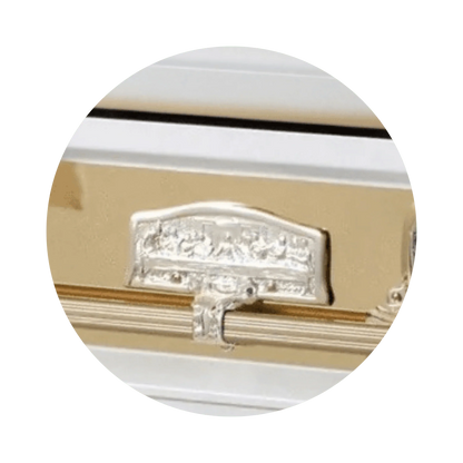 Angel Reflections White & Gold | White and Gold Steel Religious Casket – Titan Casket