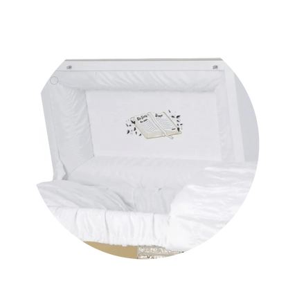 Angel Reflections White & Gold | White and Gold Steel Religious Casket – Titan Casket