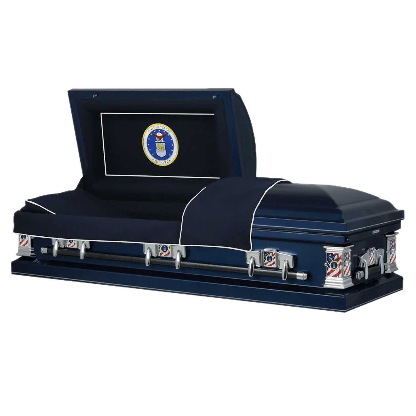 Veteran Select | Air Force Dark Blue Steel Military Casket with Dark Blue Interior