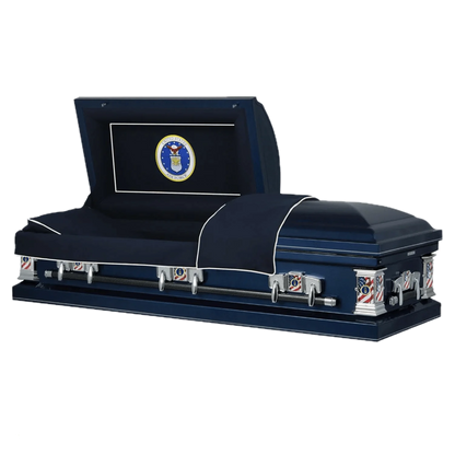 Veteran Select | Air Force Dark Blue Steel Military Casket with Dark Blue Interior