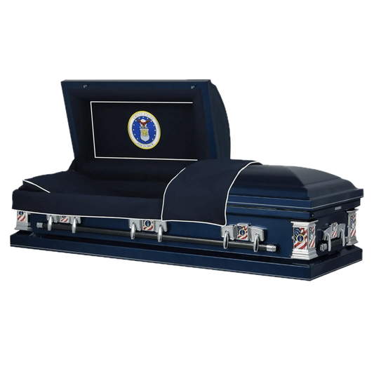 Veteran Select | Air Force Dark Blue Steel Military Casket with Dark Blue Interior