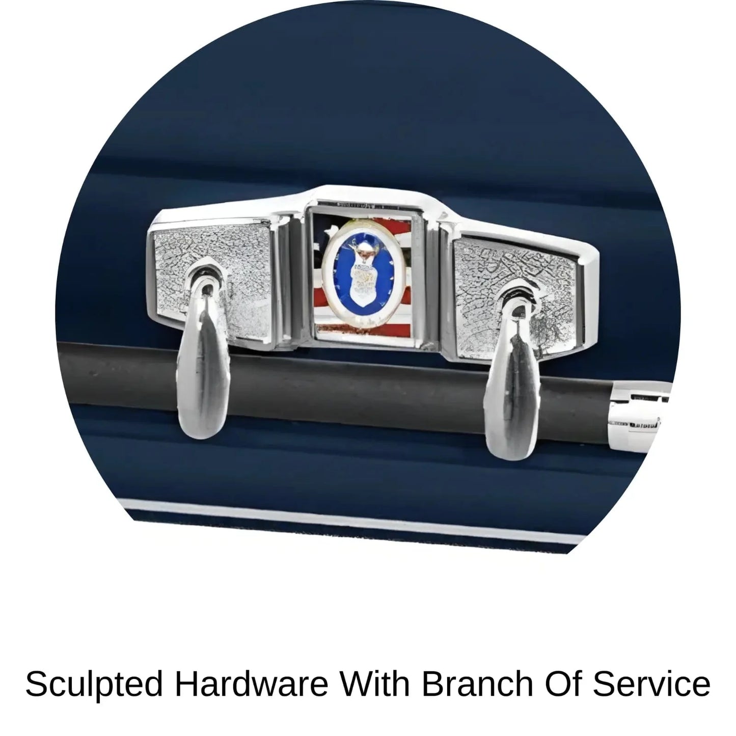 Sculpted hardware of Titan Casket Veteran Select Casket Airforce