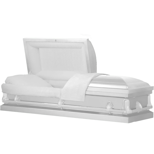 Andover Series | White Steel Casket with White Interior and White Hardware