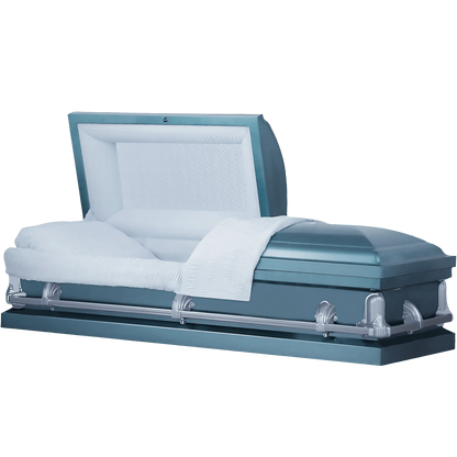 Andover Series | Light Blue Steel Casket with Light Blue Interior