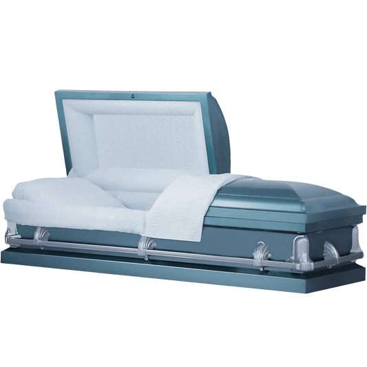Andover Series | Light Blue Steel Casket with Light Blue Interior