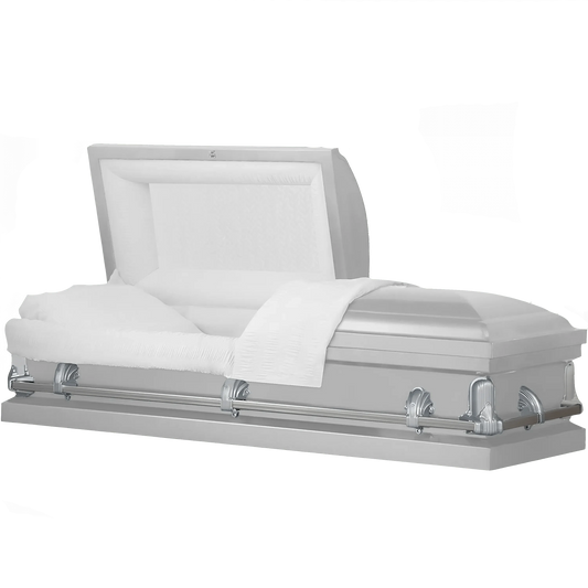 Andover Series | Silver Steel Casket with White Interior