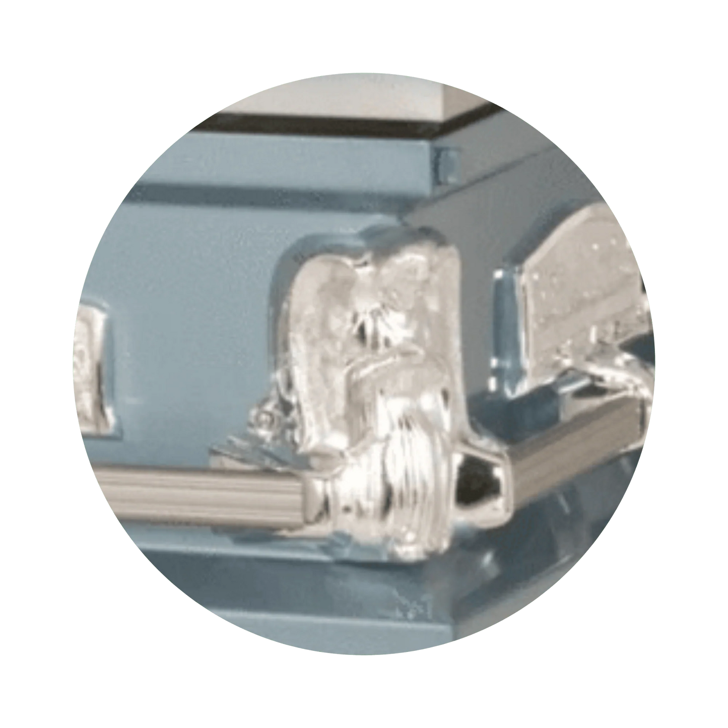 Angel | Light Blue Steel Religious Casket