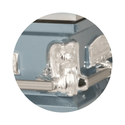 Angel | Light Blue Steel Religious Casket