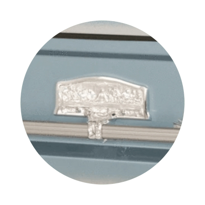 Angel | Light Blue Steel Religious Casket