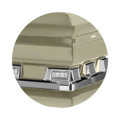 Atlas XL | Almond Steel Oversize Casket with White Interior
