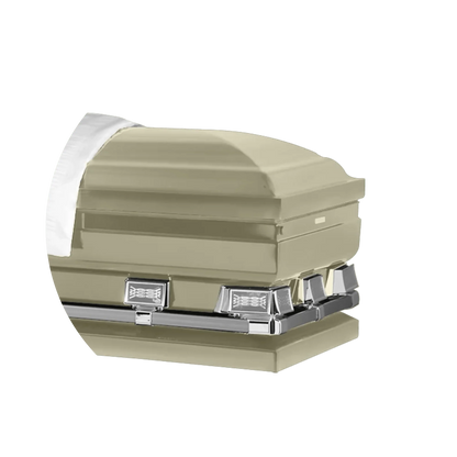 Atlas XL | Almond Steel Oversize Casket with White Interior