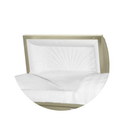 Atlas XL | Almond Steel Oversize Casket with White Interior
