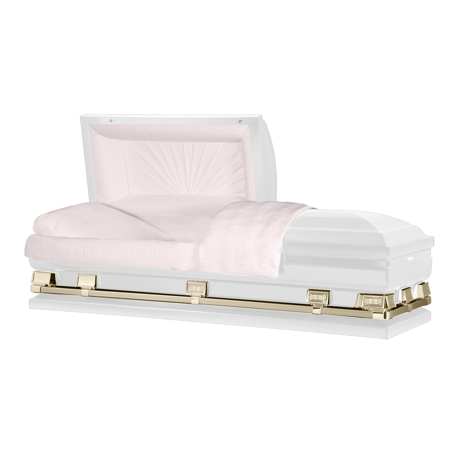 Atlas XL | White and Gold Steel Oversize Casket with Pink Interior - Titan Casket