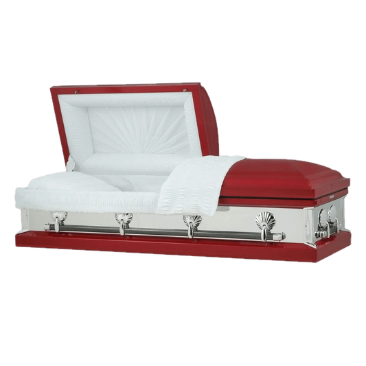 Reflections Series | Red Steel Casket with White Interior