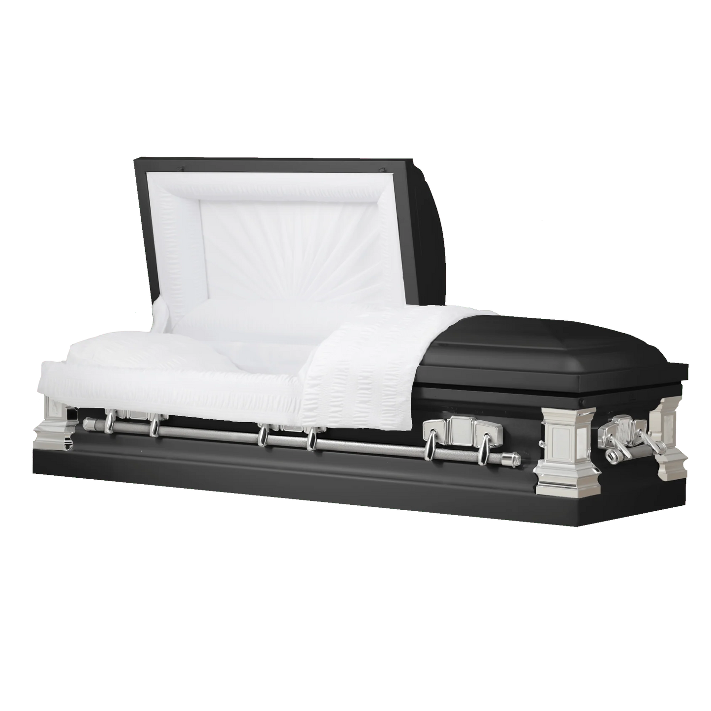 Satin Series | Black Steel Casket with White Interior