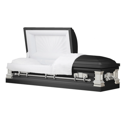 Satin Series | Black Steel Casket with White Interior