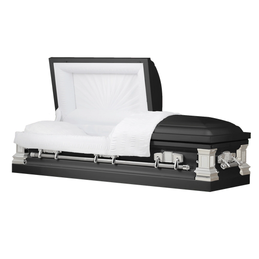 Satin Series | Black Steel Casket with White Interior