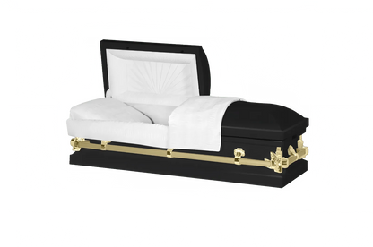 Steel Pet Casket | Black & Gold