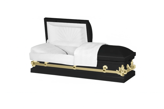 Steel Pet Casket | Black & Gold