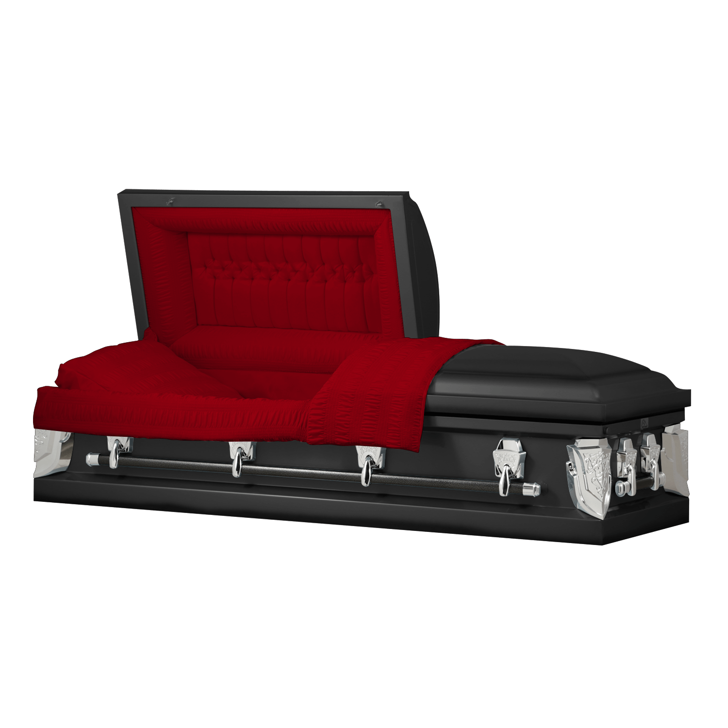 Cambridge Series | Black Steel Casket with Red Velvet Interior - Titan Casket