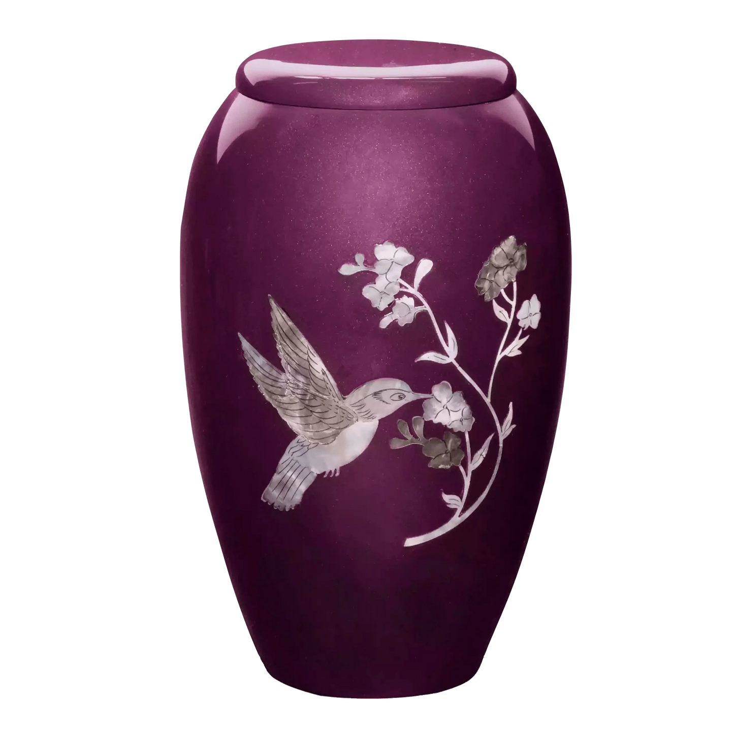 Designer Pet Urn - Burgundy Hummingbird