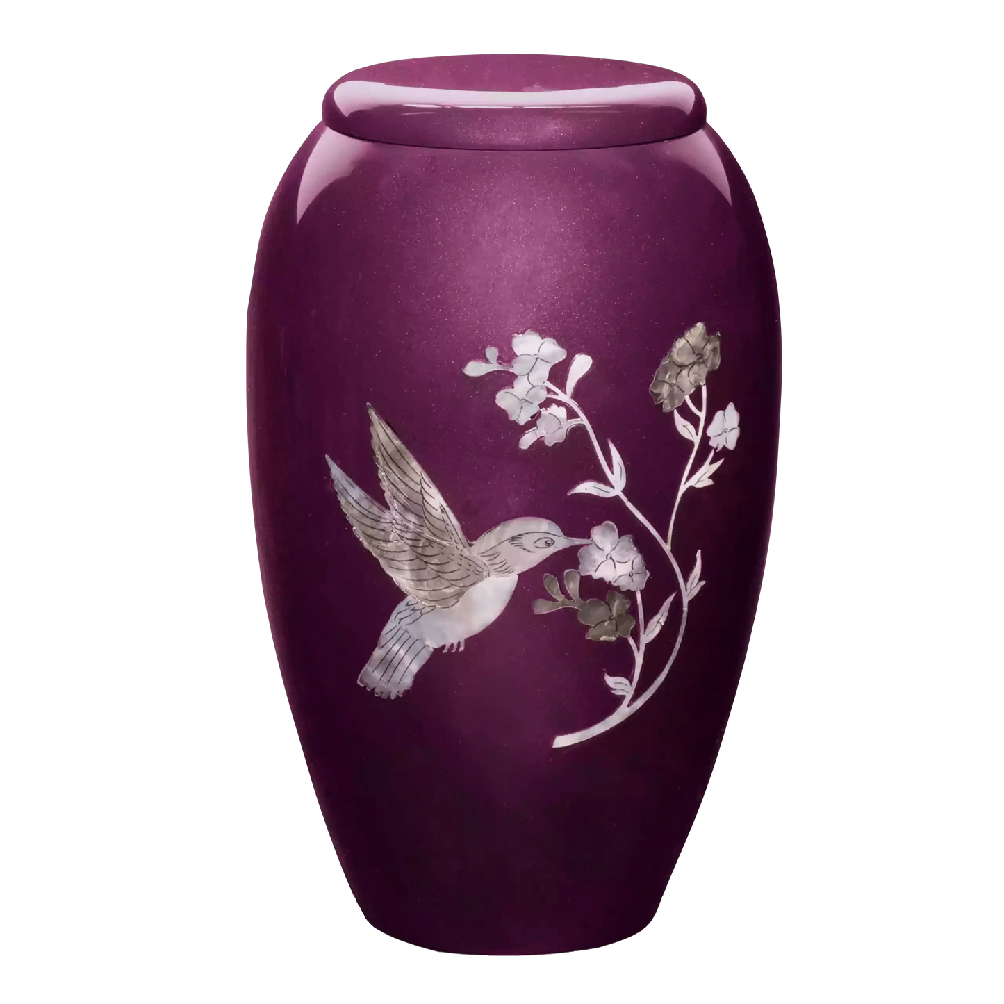 Designer Urn - Burgundy Hummingbird