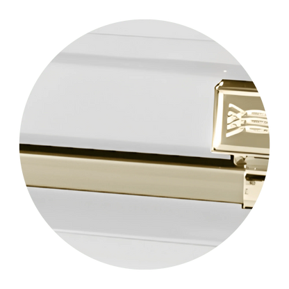 Commander XXL 40 & 44-inch | White and Gold Steel Oversize Casket with White Interior