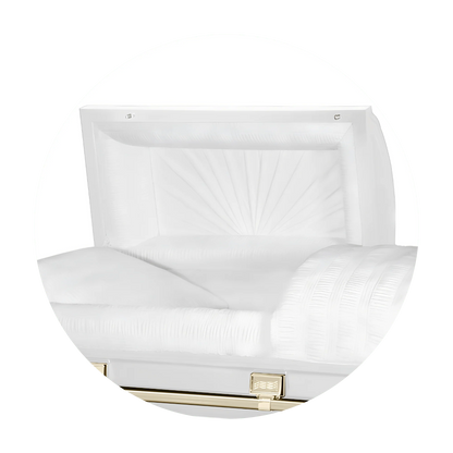 Commander XXL 40 & 44-inch | White and Gold Steel Oversize Casket with White Interior