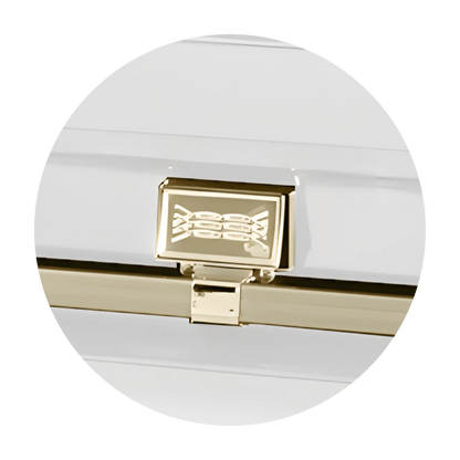 Commander XXL 40 & 44-inch | White and Gold Steel Oversize Casket with White Interior