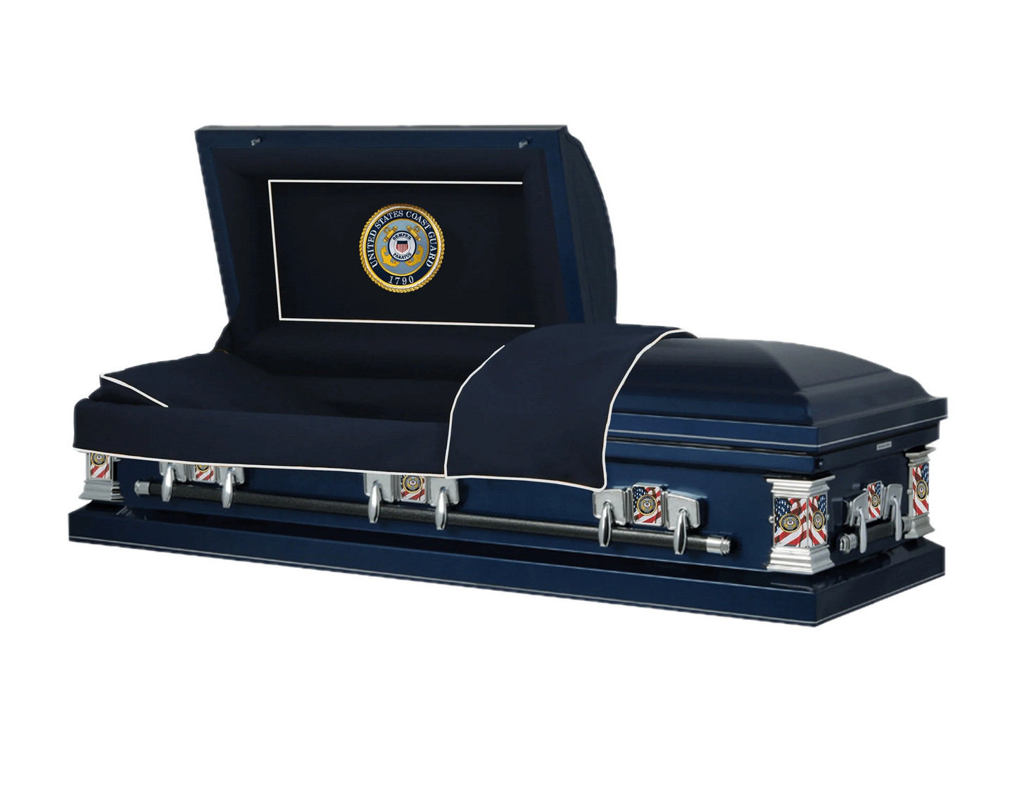 Veteran Select | Coast Guard Dark Blue Steel Casket with Dark Blue Interior