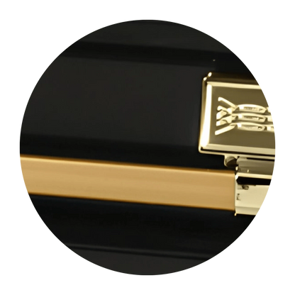 Commander XXL 40 & 44-inch | Black and Gold Steel Oversize Casket with White Interior