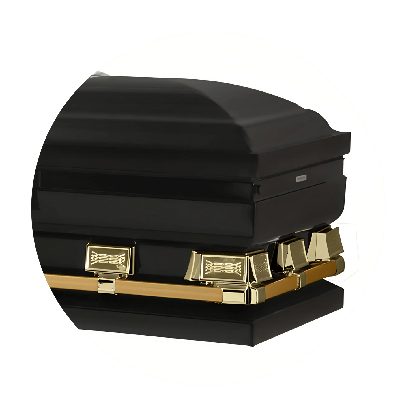 Commander XXL 40 & 44-inch | Black and Gold Steel Oversize Casket with White Interior
