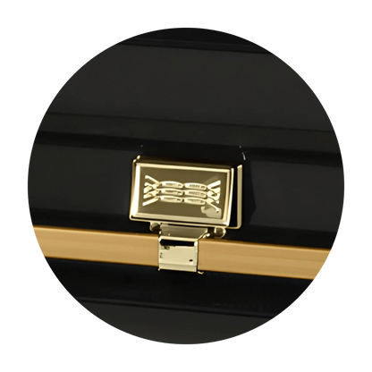 Commander XXL 40 & 44-inch | Black and Gold Steel Oversize Casket with White Interior
