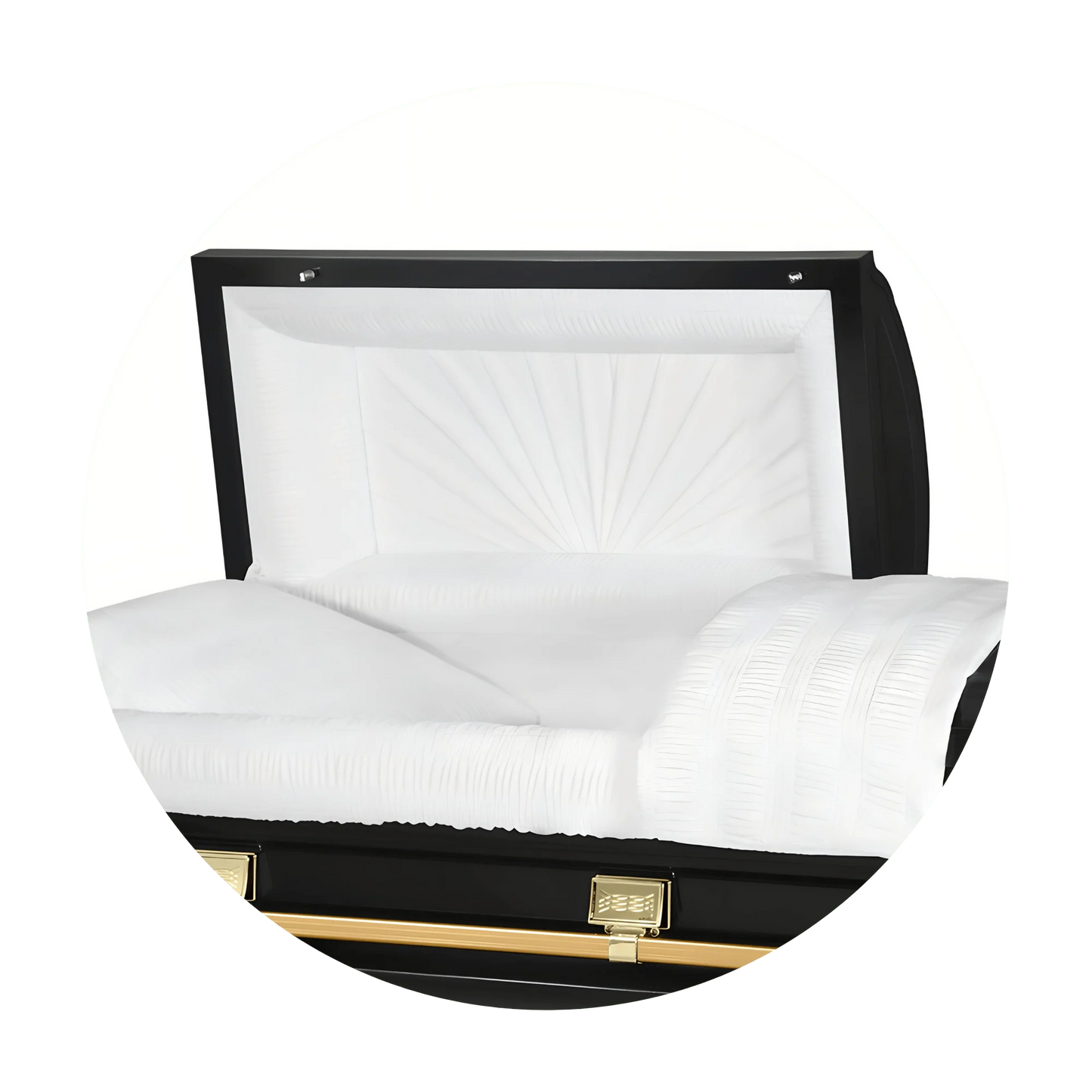 Commander XXL 40 & 44-inch | Black and Gold Steel Oversize Casket with White Interior
