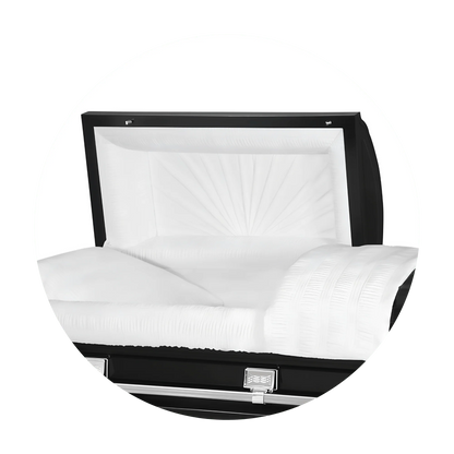 Commander XXL 40 & 44-inch | Black Steel Oversize Casket with White Interior