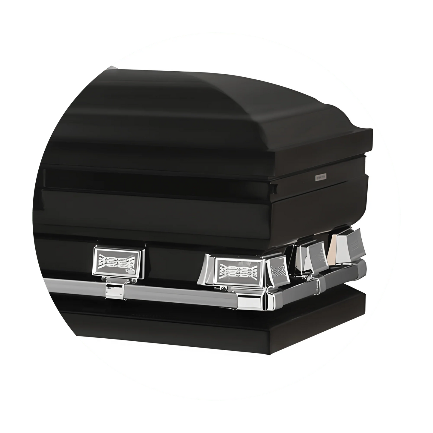 Commander XXL 40 & 44-inch | Black Steel Oversize Casket with White Interior