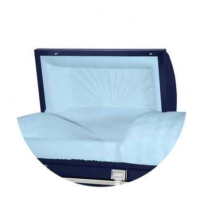 Commander XXL 40 & 44-inch | Dark Blue Steel Oversize Casket with Light Blue Interior