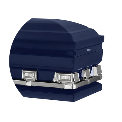 Commander XXL 40 & 44-inch | Dark Blue Steel Oversize Casket with Light Blue Interior